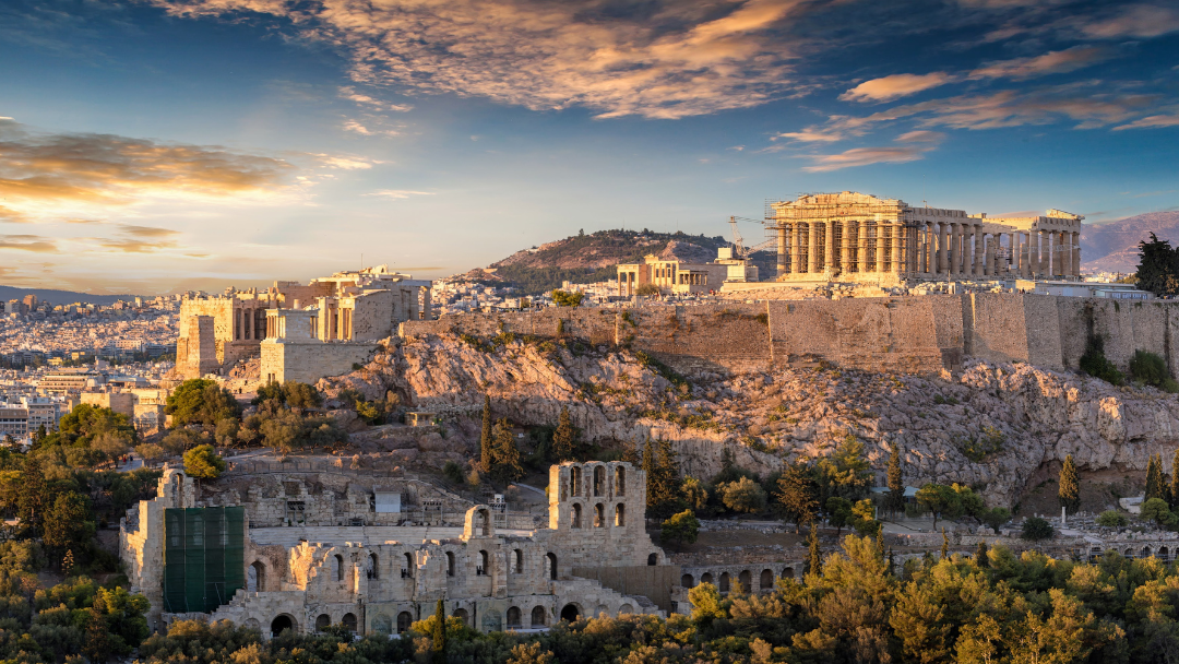 Athens Piraeus Cruise Port with Acropolis in view