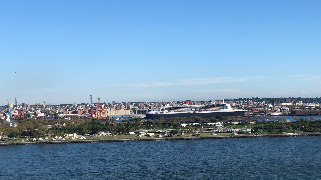 Queen Mary Docked at Brooklyn Cruise Terminal